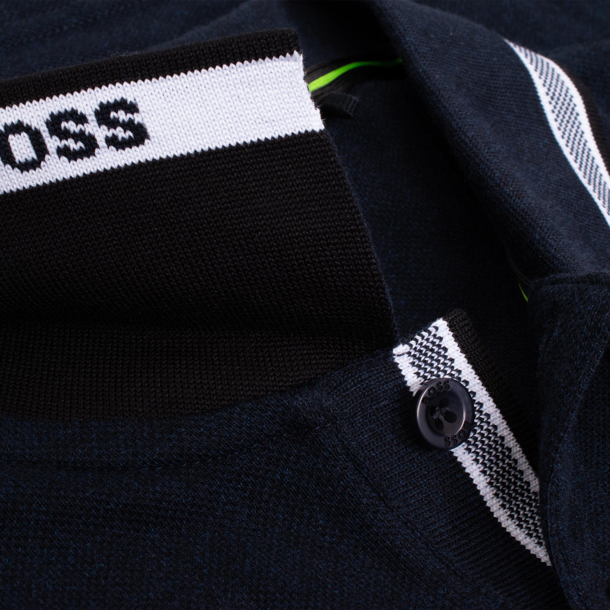 Boss Paddy Cotton Pique Mens Polo Shirt Navy